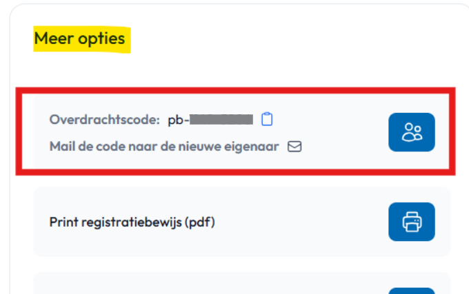 Overdrachtscode direct mailen