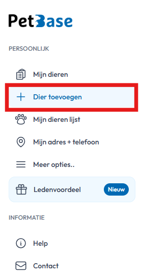 Dier toevoegen