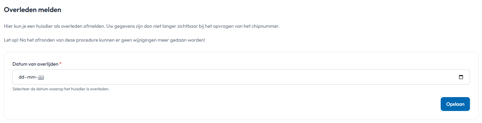 Overleden melden datum van overlijden