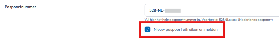 Nieuw paspoort uitreiken wettelijke melding
