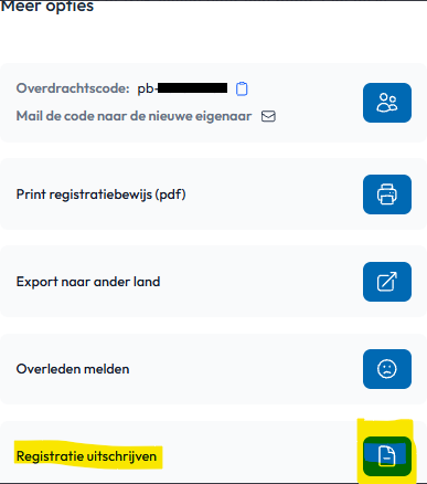 Registratie uitschrijven