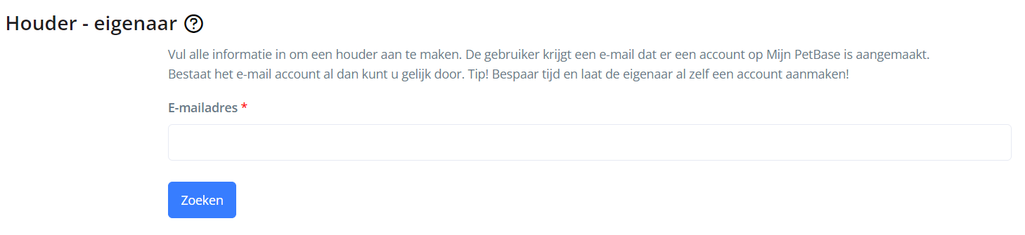 E-mail eigenaar houder