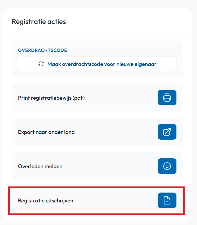 Registratie uitschrijven