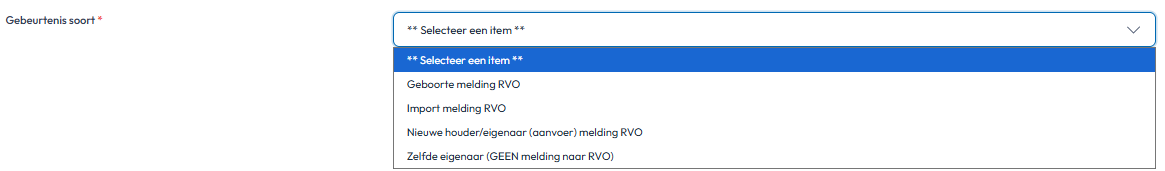 Gebeurtenis soort geboorte import aanvoer