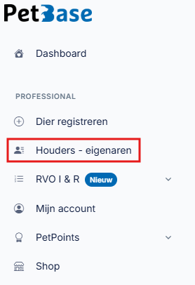 Houders - eigenaren PetBase