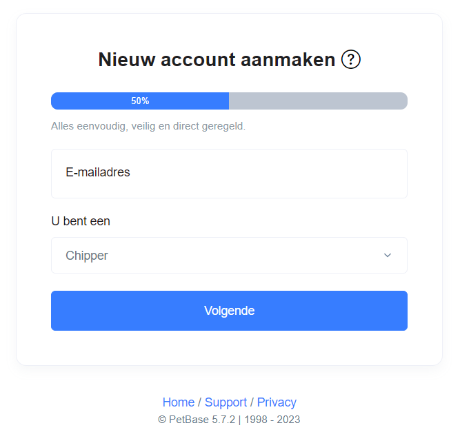 nieuw account aanmaken