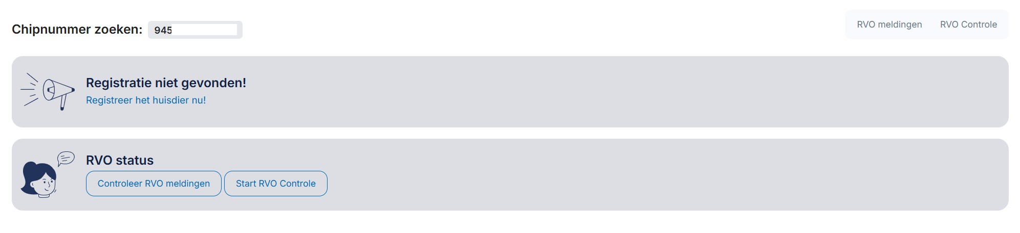 registratie niet gevonden in PetBase