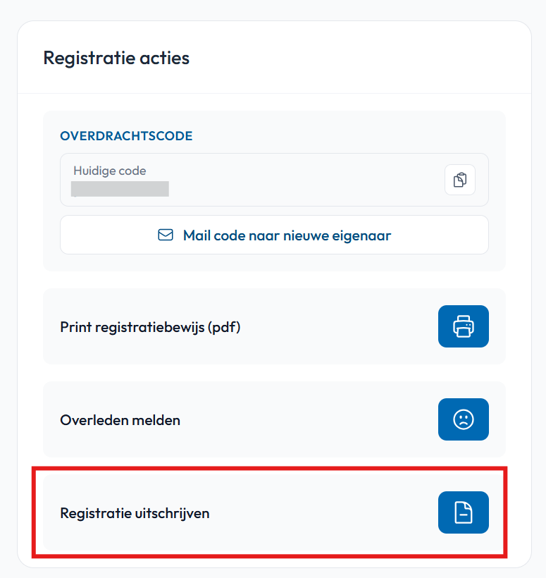 Registratie uitschrijven