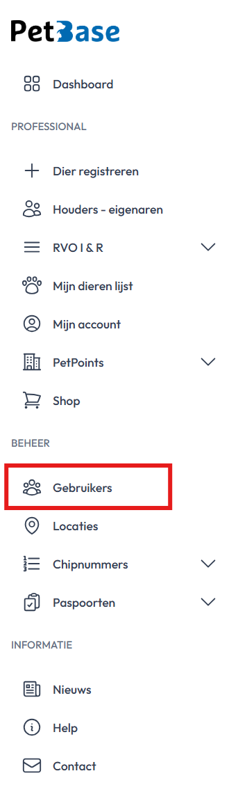 Gebruikers PetBase