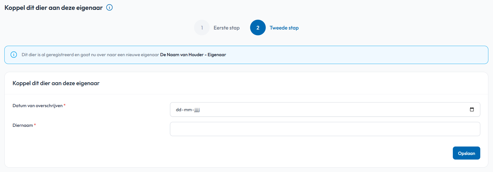 dier op naam registreren