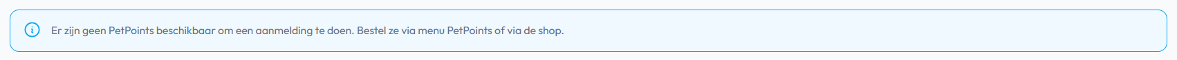 Geen PetPoints beschikbaar