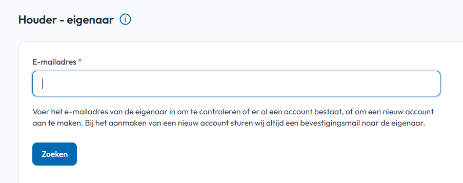 Houder eigenaar opzoeken of aanmaken