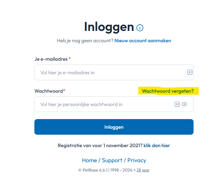 Wachtwoord vergeten