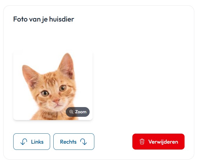 Foto van huisdier toegevoegd