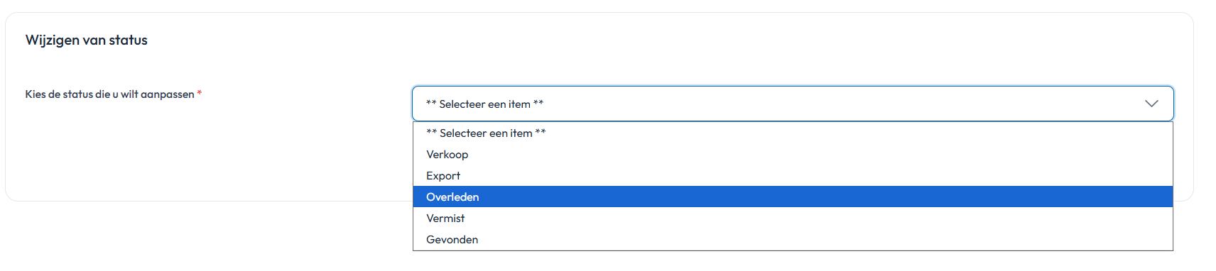 Status aanpassen naar overleden