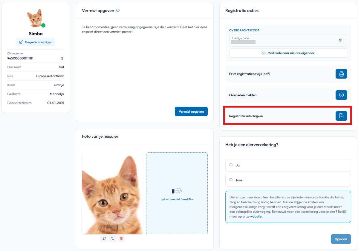 Registratie uitschrijven