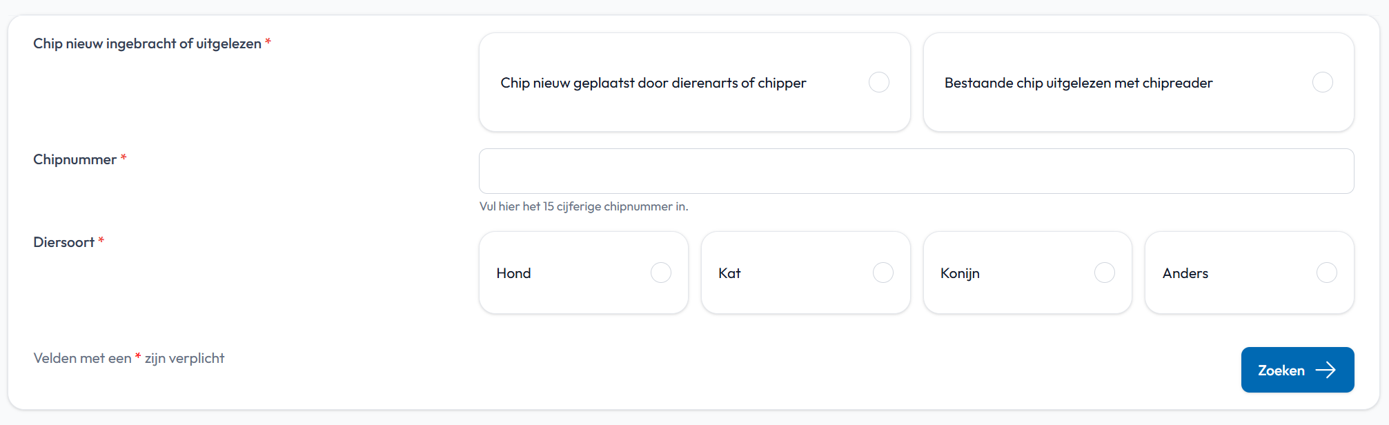 Chip registeren eerste stap