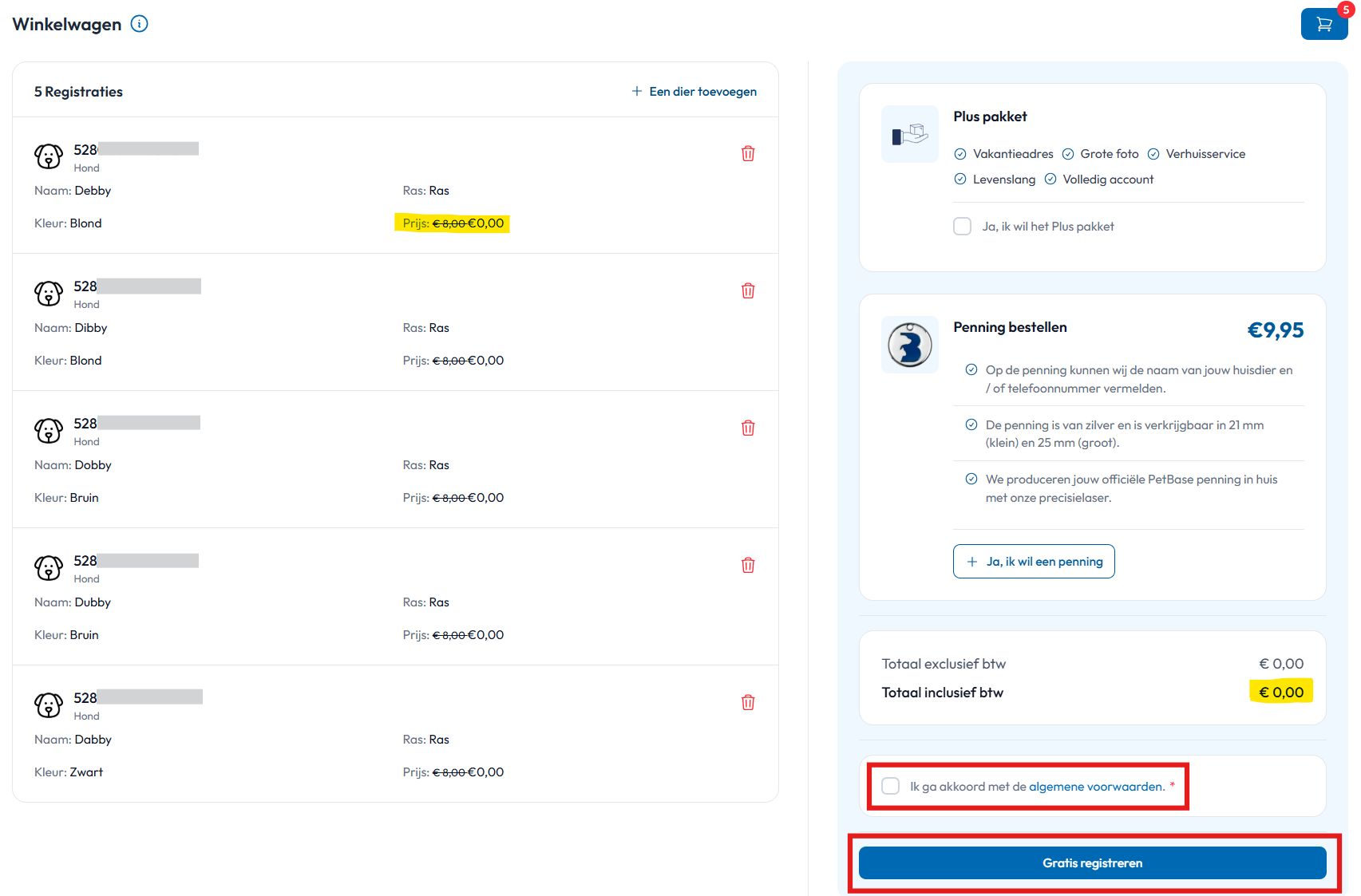 Winkelwagen registratie nest unlimited