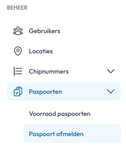 Overzicht paspoorten paspoort afmelden