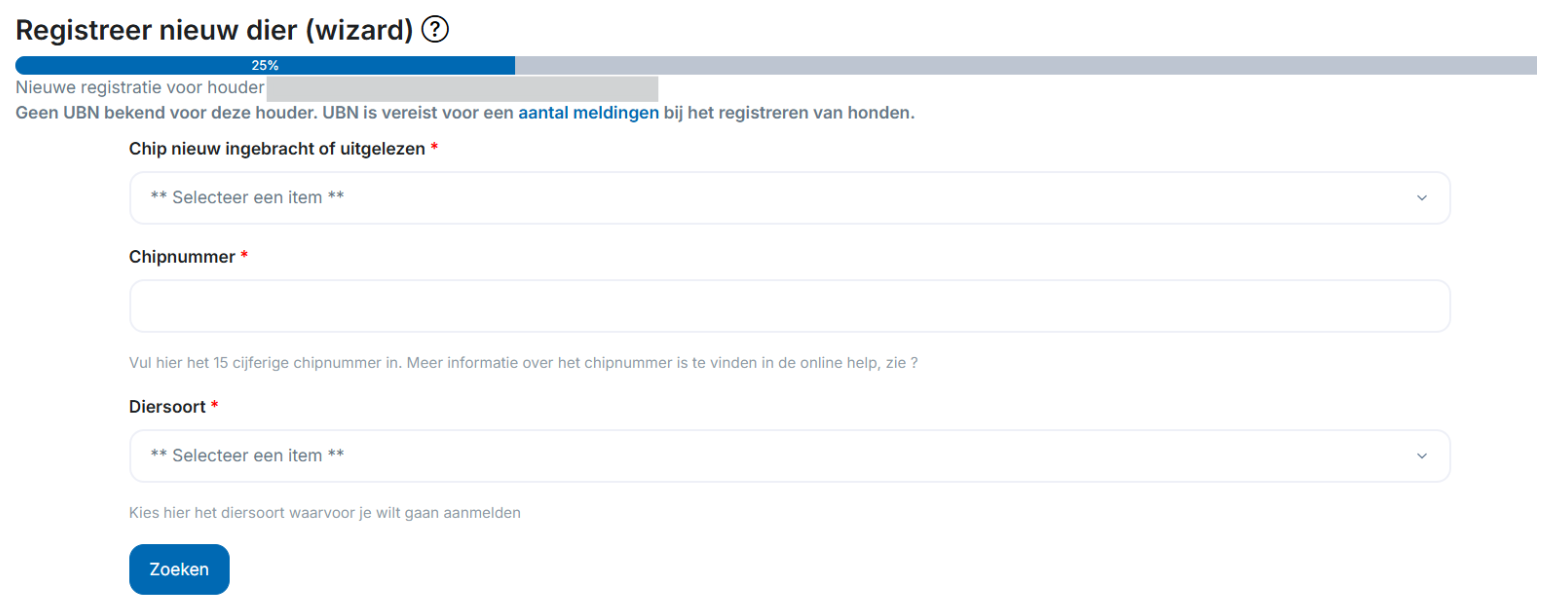 Registreer een nieuw dier