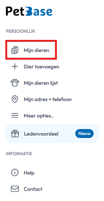Mijn dieren overzicht