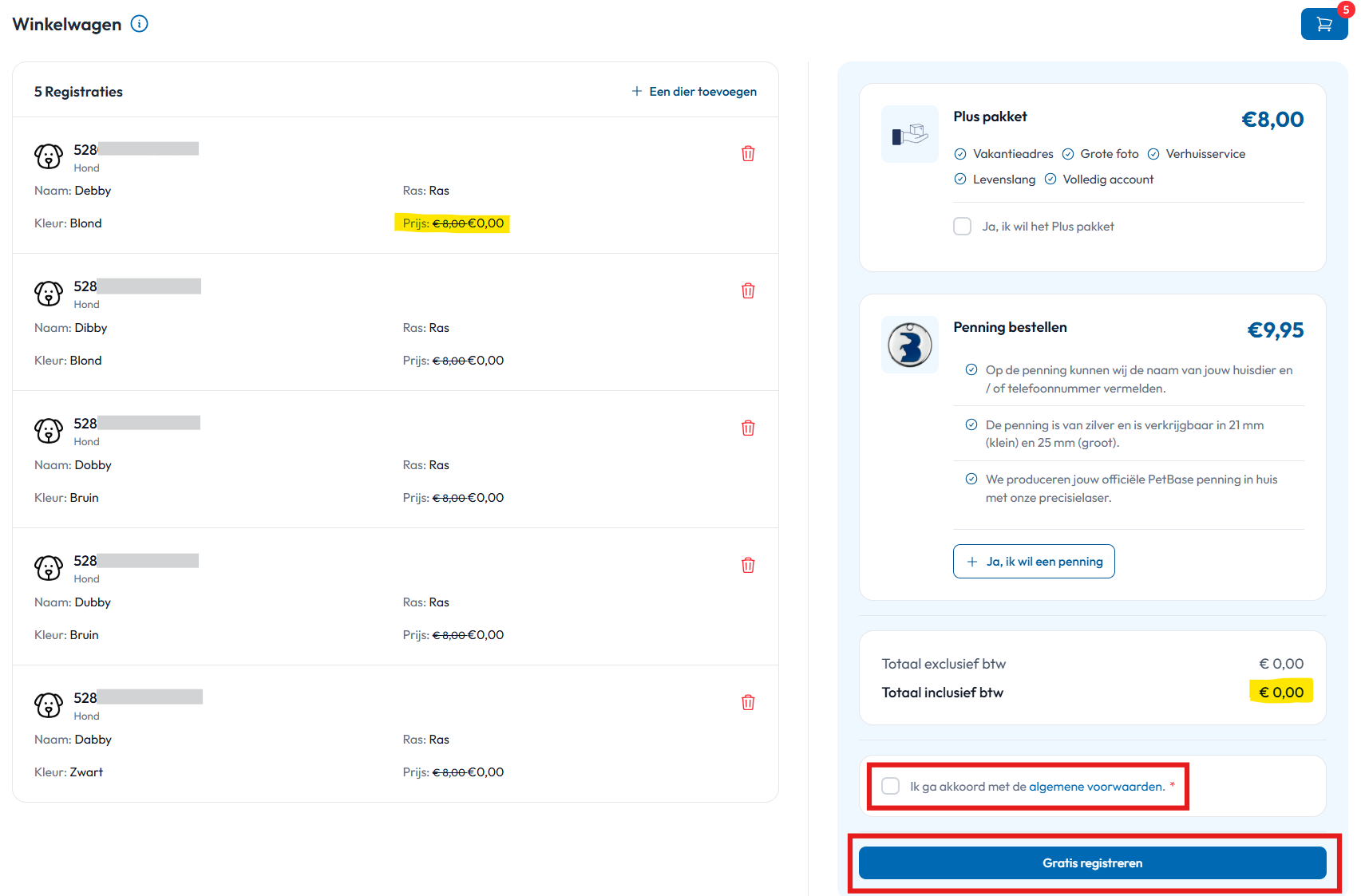 Winkelwagen registratie nest unlimited