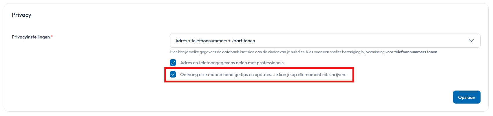 nieuwsbrief voorkeur