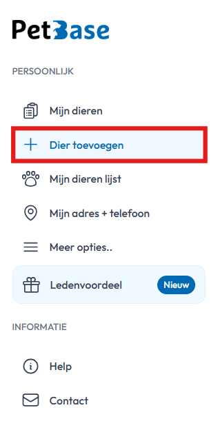 Dier toevoegen