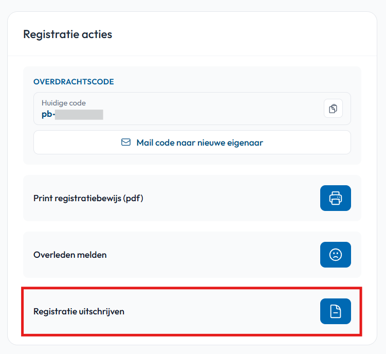 Registratie uitschrijven