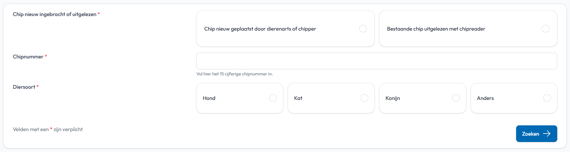 Dier registreren