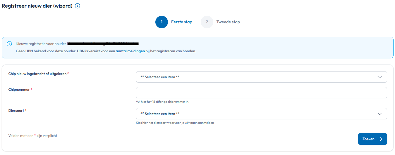 dier registreren