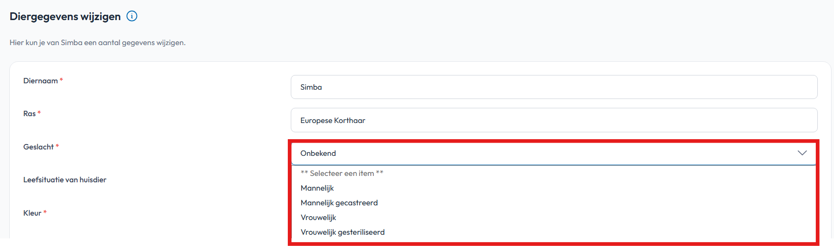 geslacht gecastreerd gesteriliseerd