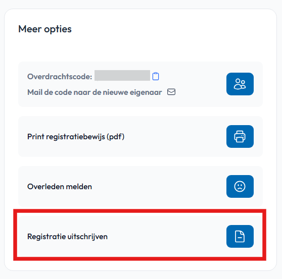 Registratie uitschrijven
