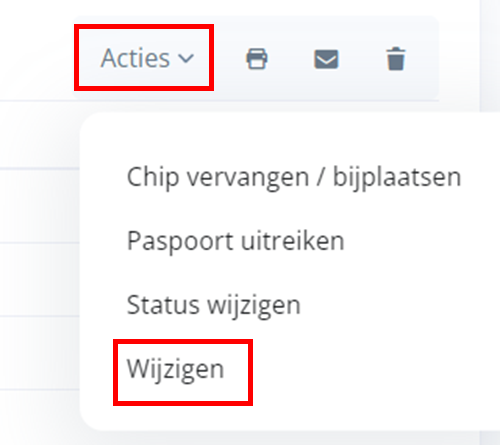 acties wijzigen