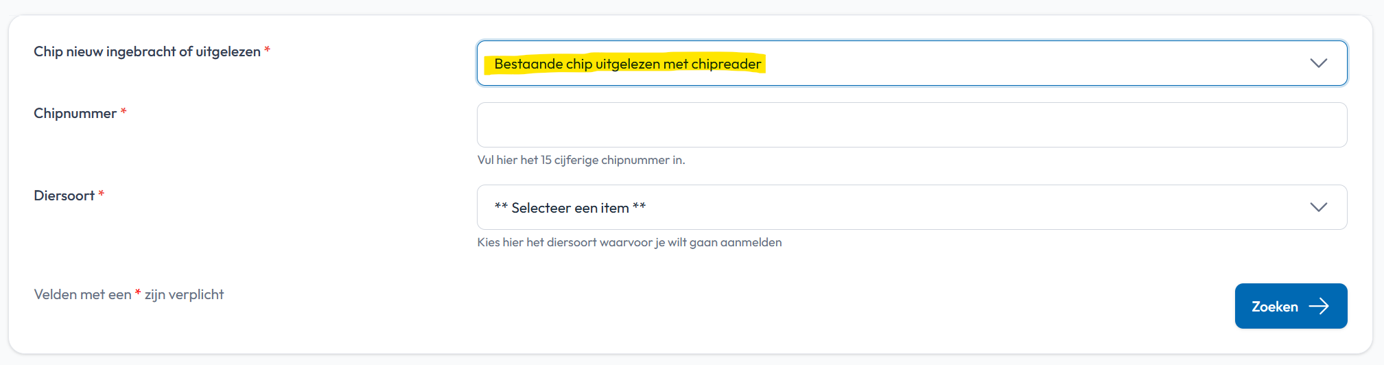 bestaande chip uitgelezen