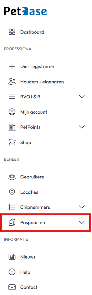 Paspoorten dieren