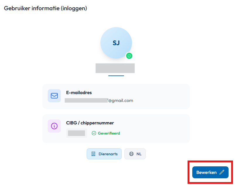 Gebruiker informatie bewerken