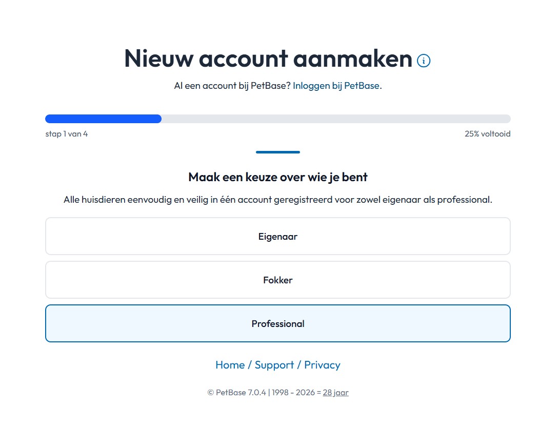 Nieuw account aanmaken professional