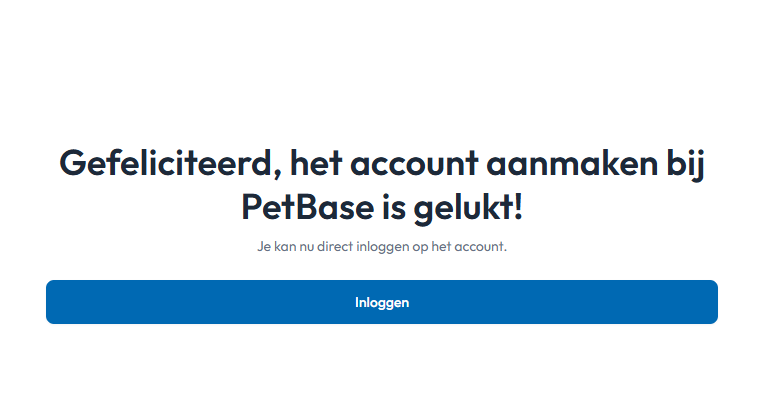 Nieuw PetBase account aanmaken eigenaar