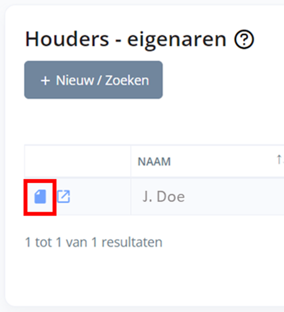 cliëntenkaart van houder openen